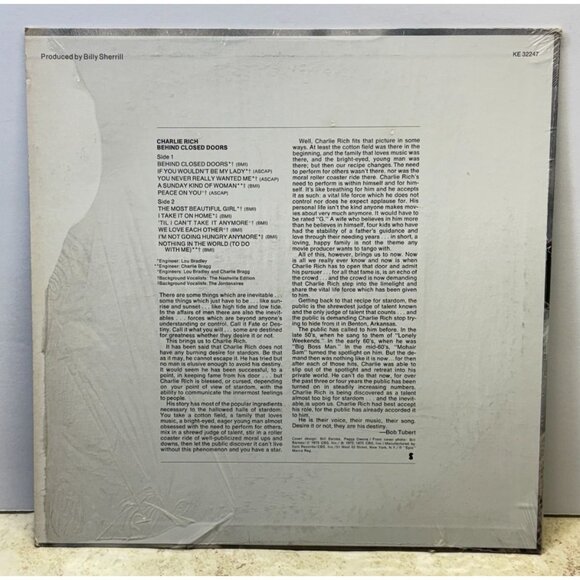 Charlie Rich Behind Closed Doors Country Vinyl LP Epic In Shrink - Picture 5 of 6